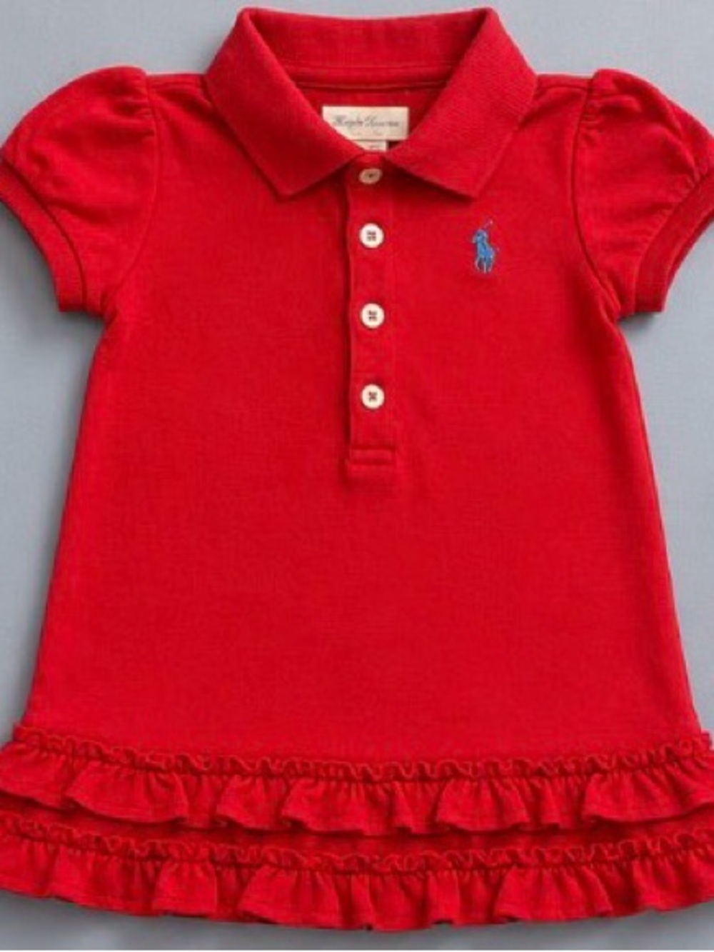 Ralph Lauren Bright Red Knit dress with ruffles